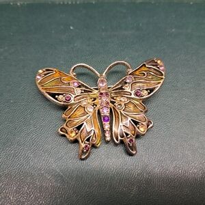 Monet Butterfly Brooch with Multicolor Gemstones